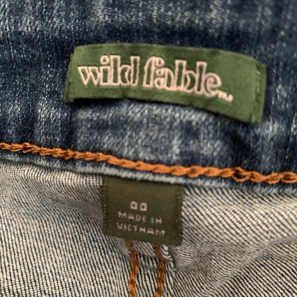 Wild Fable Highest Rise Skinny Jeans Blue Stretch Distressed Holes 24x28 Size 00 - Picture 3 of 10